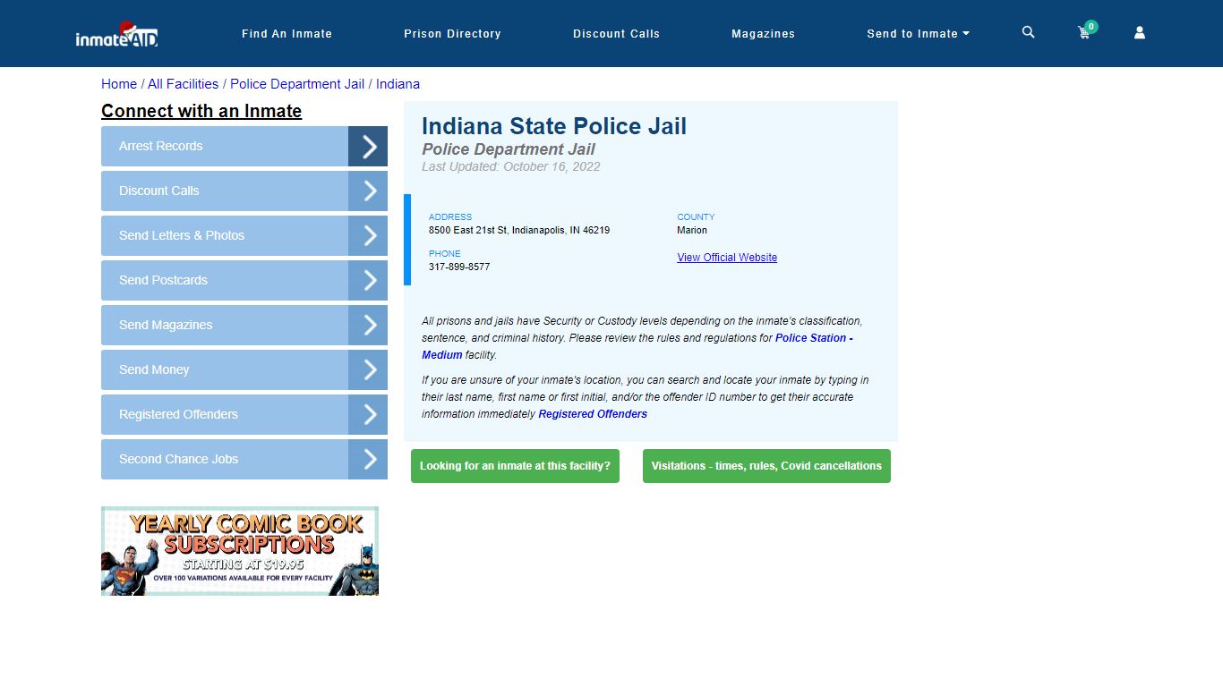 Indiana State Police Jail & Inmate Search - Indianapolis, IN